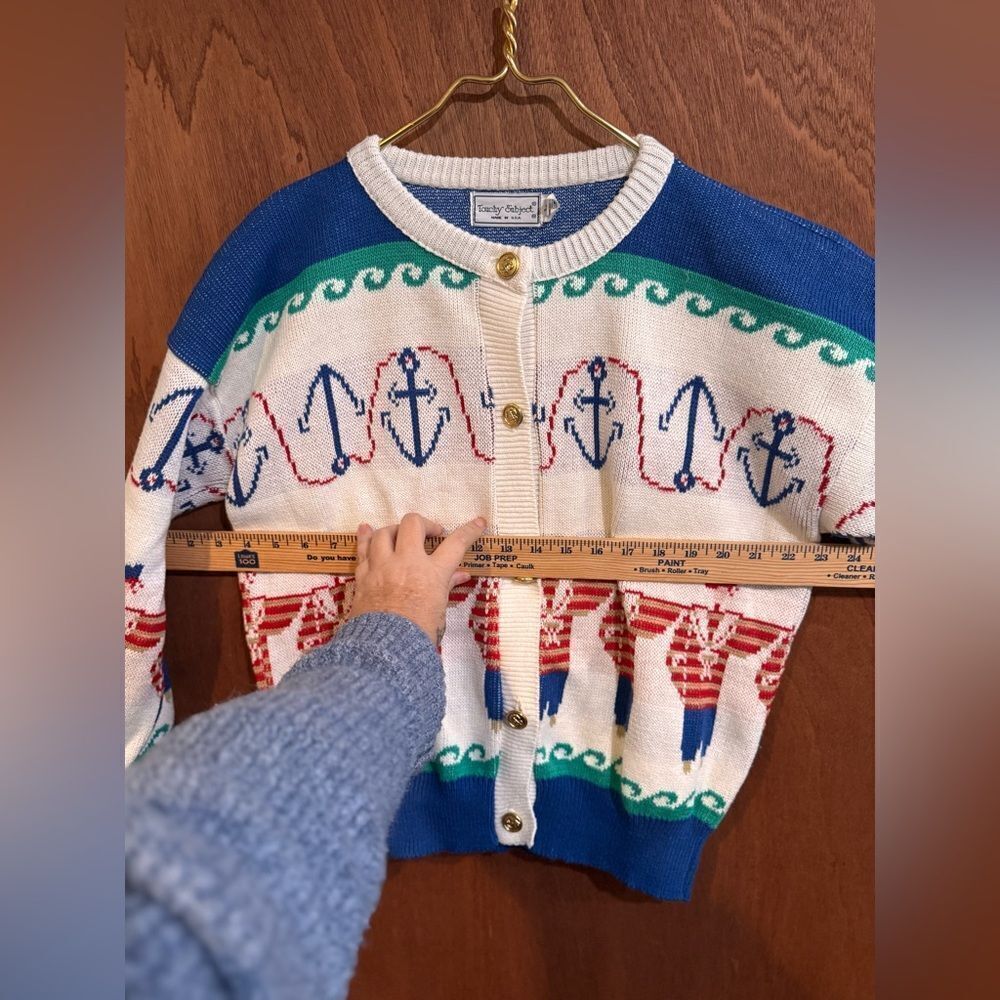 Vintage Touchy Subject Sailor Nautical Design Cardigan size‎ L - Picture 3 of 9